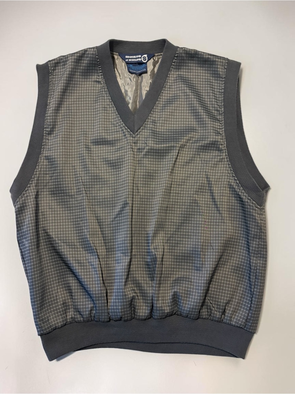 Vintage Sunderland of Scotland Men's Charcoal Checked V-Neck Vest